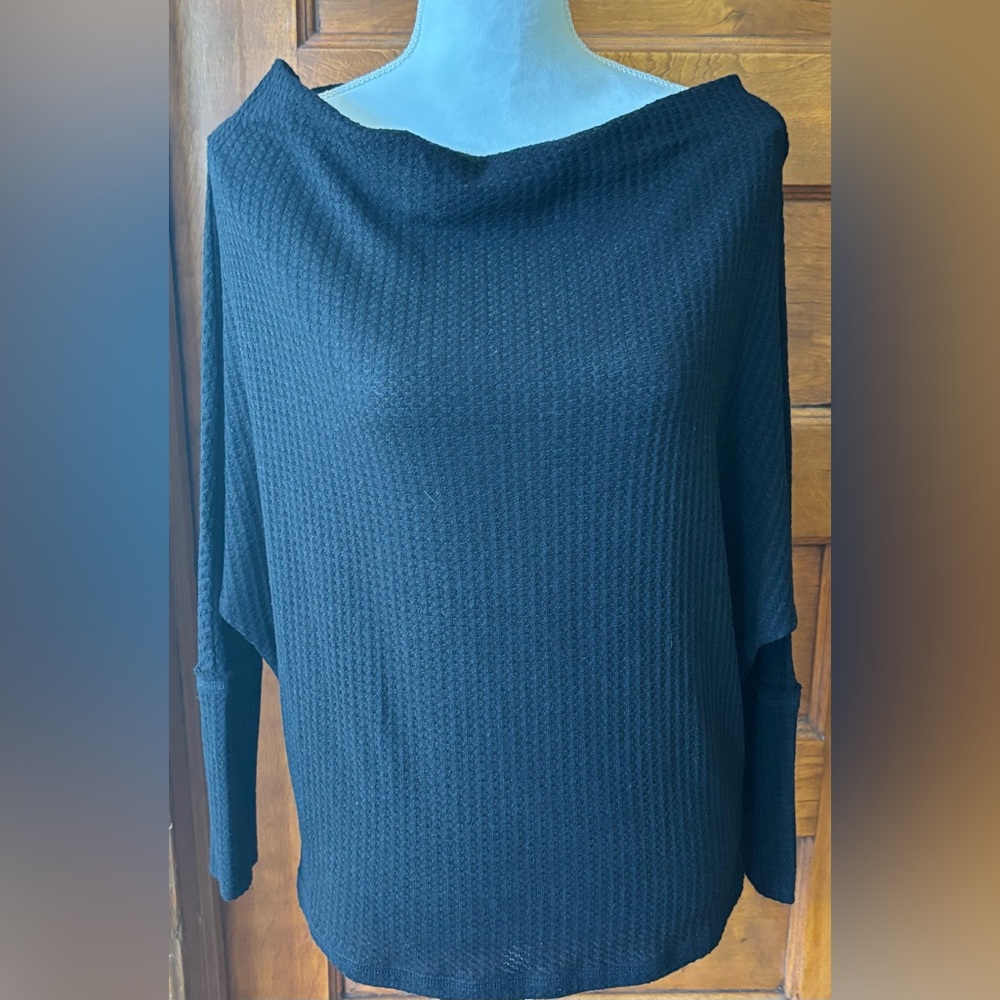 Umgee Black Waffle Knit Women's Sweater